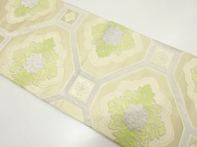 JAPANESE KIMONO / ANTIQUE SHOKō / FLORAL PATTERN WEAVE FUKURO OBI (MAT